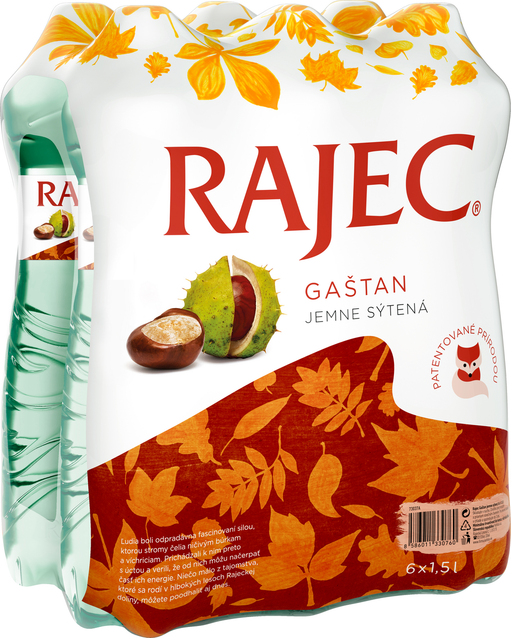 RAJEC Pramenitá voda gaštan 6 x 1,5 l vratná PET fľaša