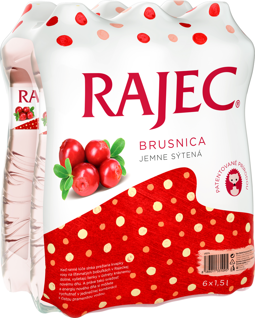 RAJEC Pramenitá voda brusnica 6 x 1,5 l vratná PET fľaša