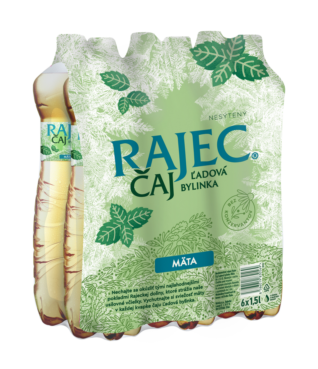 RAJEC Čaj ľadová bylinka mäta 6 x 1,5 l vratná PET fľaša