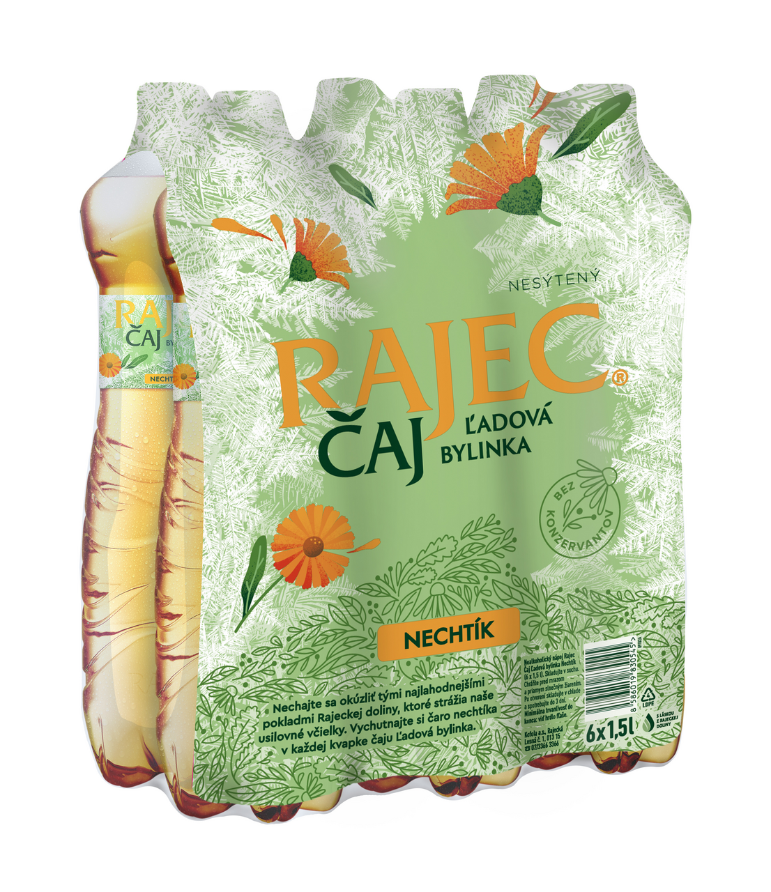 RAJEC Čaj ľadová bylinka nechtík 6 x 1,5 l vratná PET fľaša