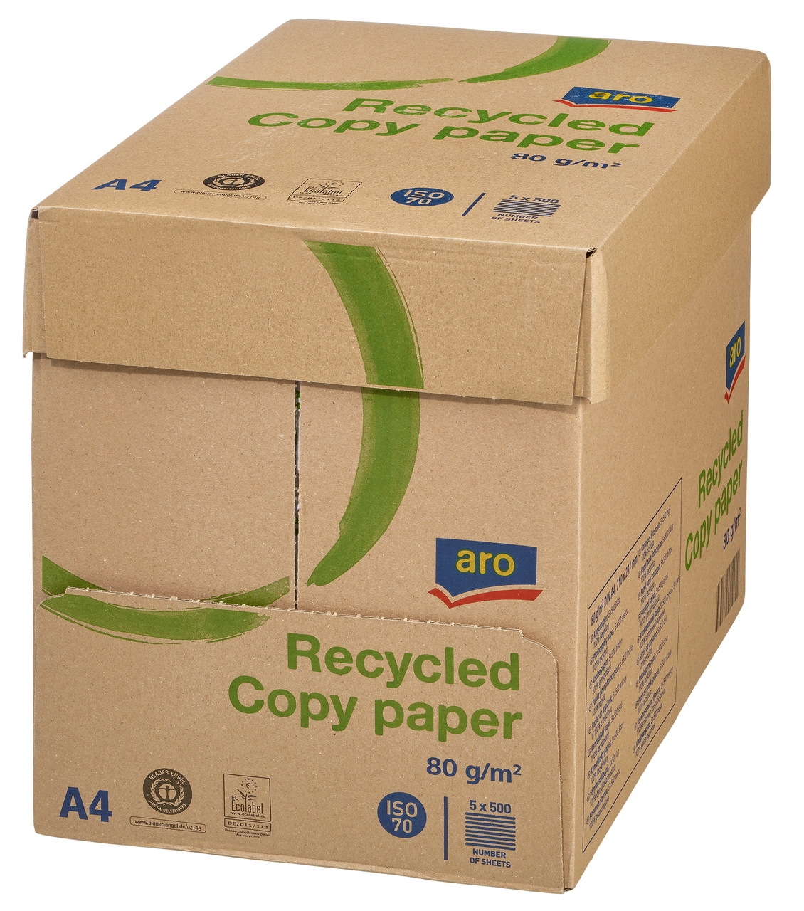 aro Papier kopírovací eco recyklovateľný A4 / 80 g / 500 listov 5 ks