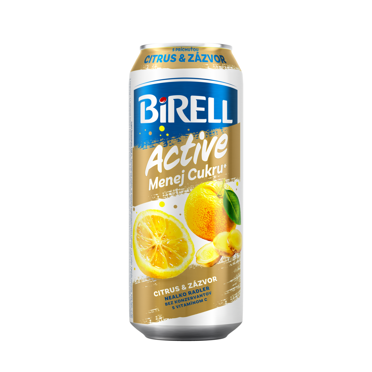 BIRELL Active s kofeínom citrus & zázvor 24 x 500 ml vratná plechovka