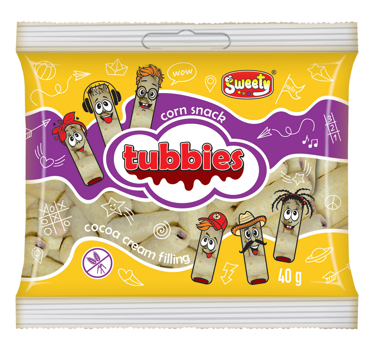 Sweety Tubbies kukuričné trubičky kakaové 40 g