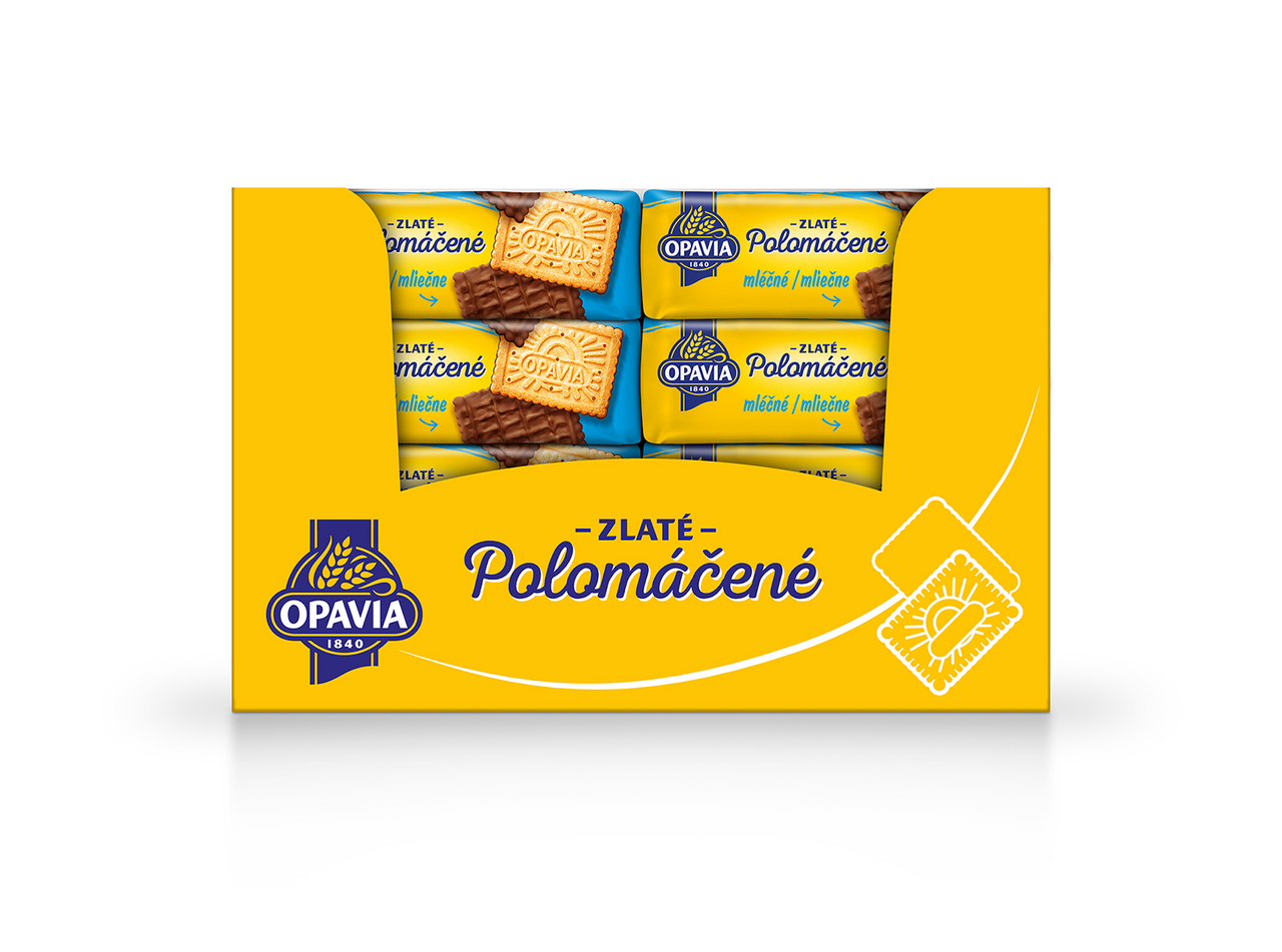 OPAVIA ZLATÉ Polomáčané sušienky s mliečnou polevou 36 x 100 g