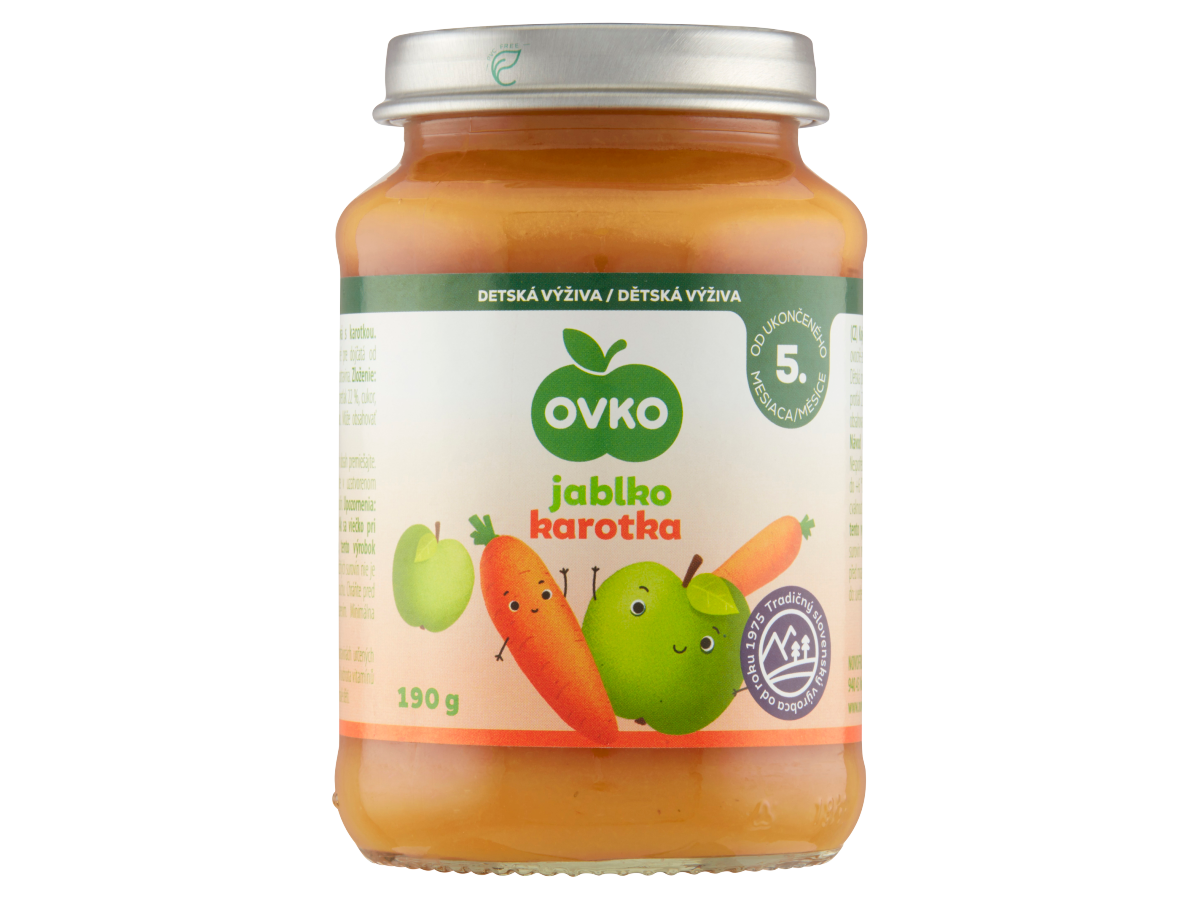 OVKO Detská výživa jablko a karotka 6 x 190 g