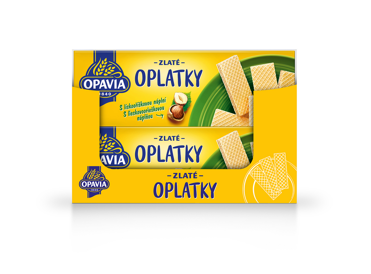 OPAVIA ZLATÉ oblátky s lieskoorieškovou náplňou 14 x 146 g