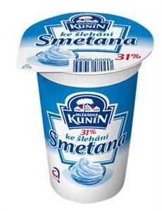 MLÉKÁRNA KUNÍN Smotana na šľahanie 31 % živoč. chlad. 10 x 200 g