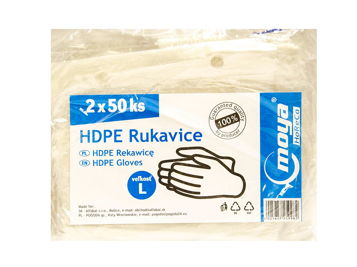 moya Rukavice jednorázové veľkosť L PE 2 x 50 ks