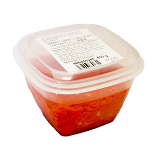 RADOMA Nepravý losos v oleji slaný drvený chlad. 400 g