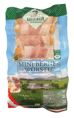 Greisinger Mini párky Berner so slaninou chlad. 250 g
