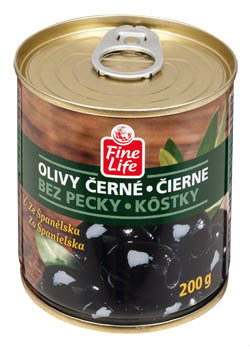 Fine Life Olivy čierne bez kôstky 4 x 200 g
