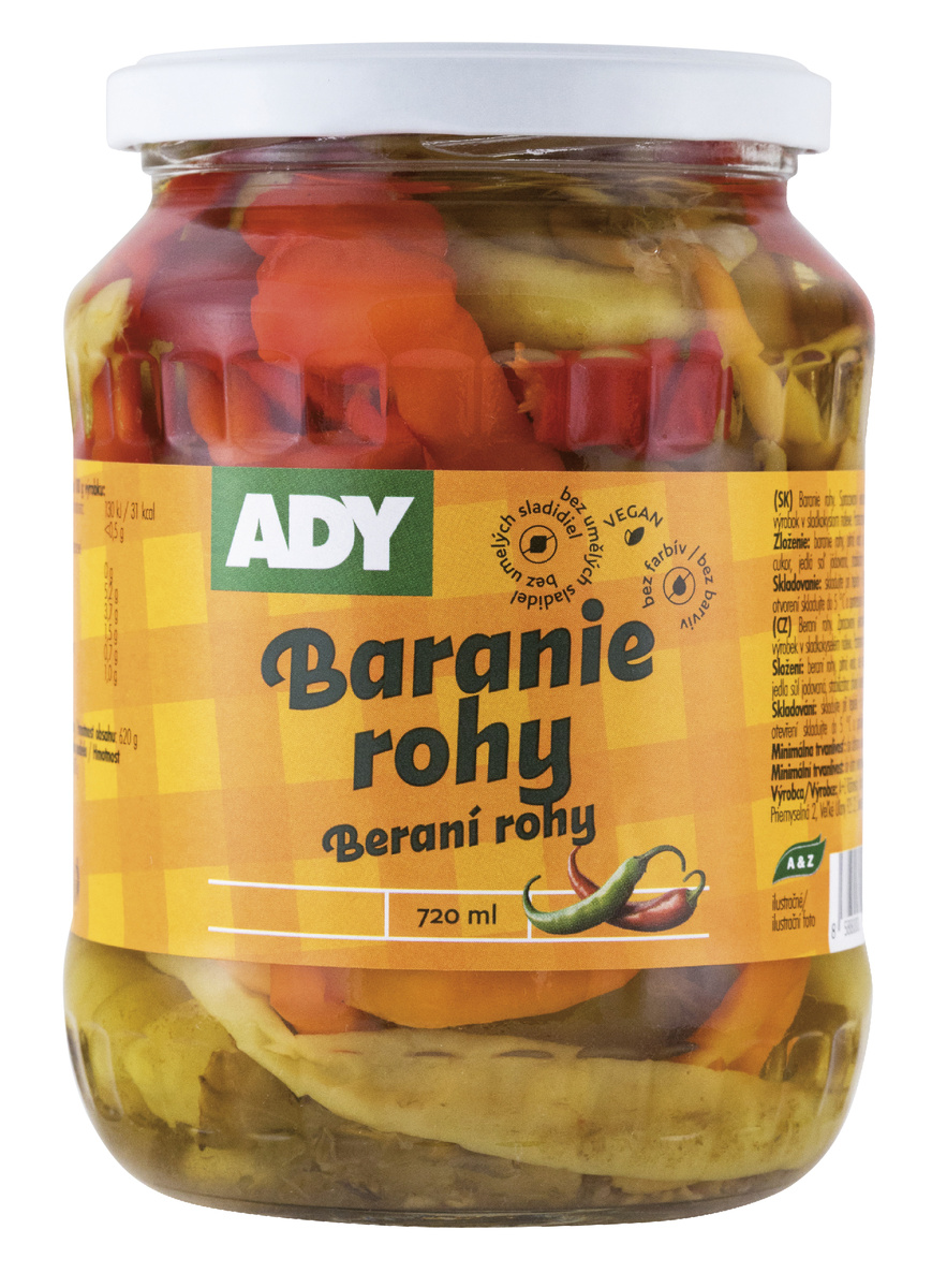 ADY Feferóny baranie rohy jemné 8 x 720 ml