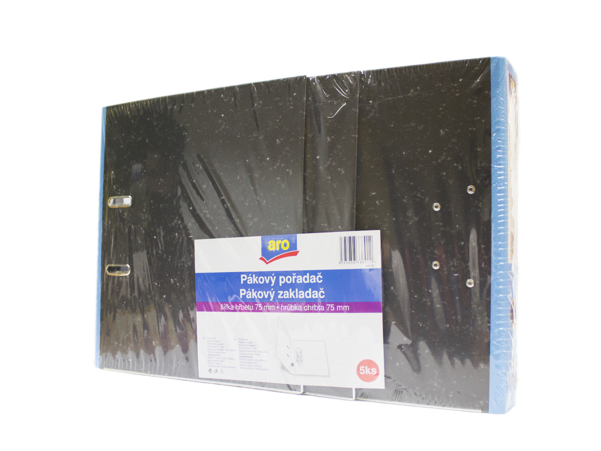 aro Zakladač pákový mramorový A4 75 mm modrý 5 ks