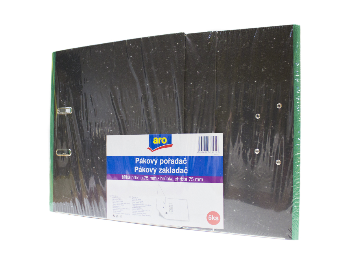 aro Zakladač pákový mramorový A4 75 mm zelený 5 ks