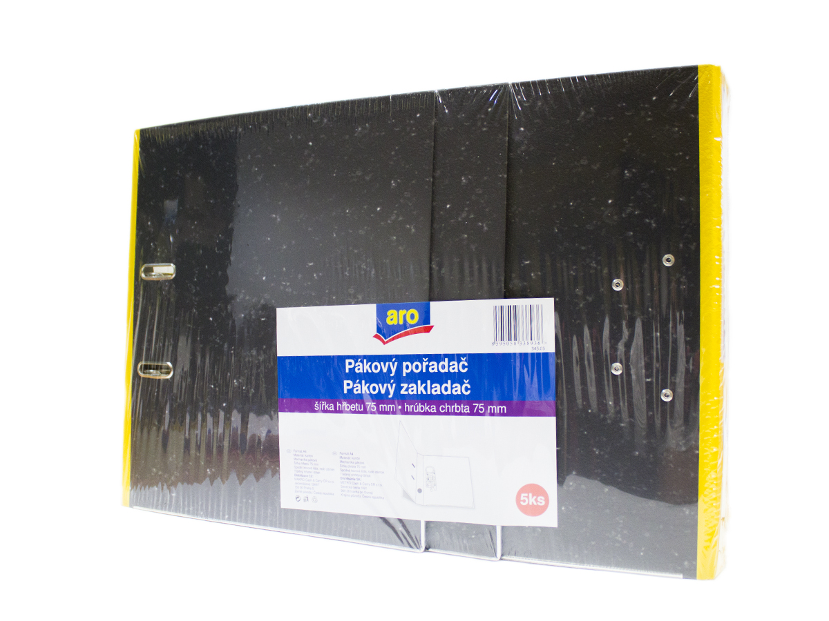 aro Zakladač pákový mramorový A4 75 mm žltý 5 ks