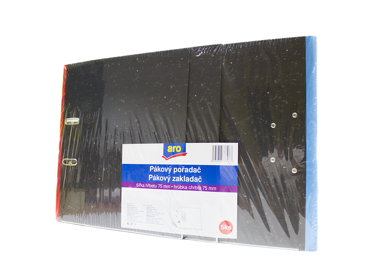 aro Zakladač pákový mramorový A4 75 mm mix farieb 5 ks