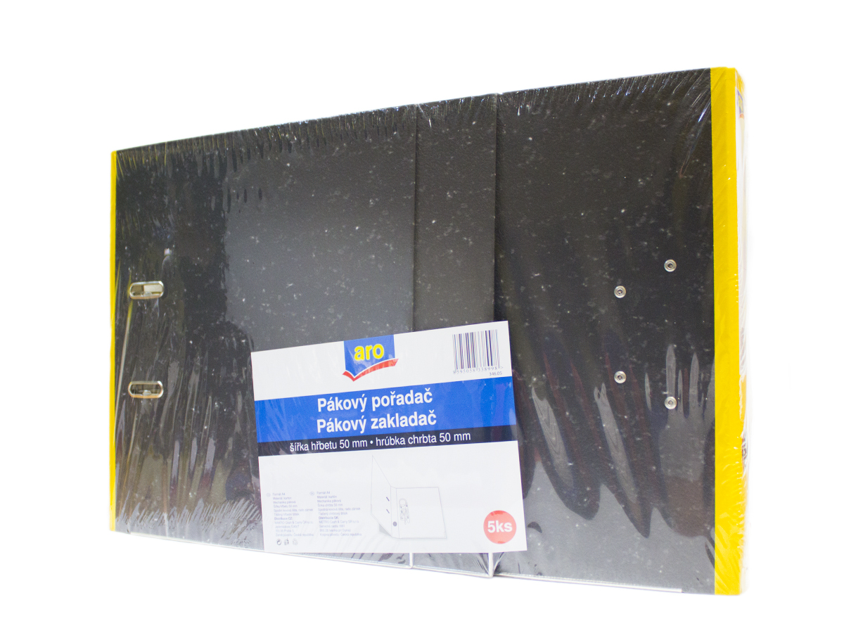 aro Zakladač pákový mramorový A4 50 mm žltý 5 ks