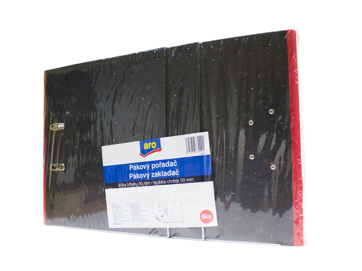 aro Zakladač pákový mramorový A4 50 mm červený 5 ks