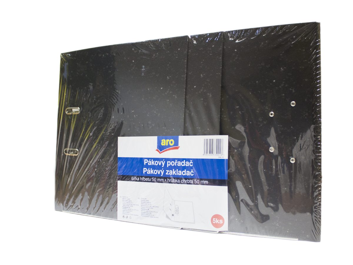 aro Zakladač pákový mramorový A4 50 mm čierny 5 ks