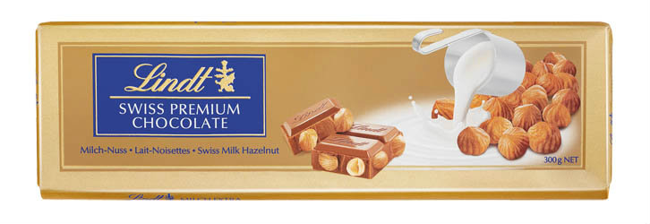 Lindt Swiss Premium mliečna čokoláda s lieskovými orieškami 300 g