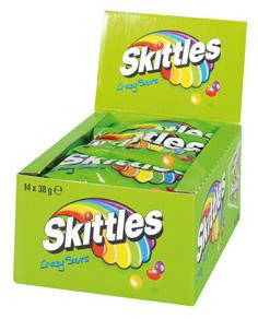 Skittles crazy sours cukríky 14 x 38 g