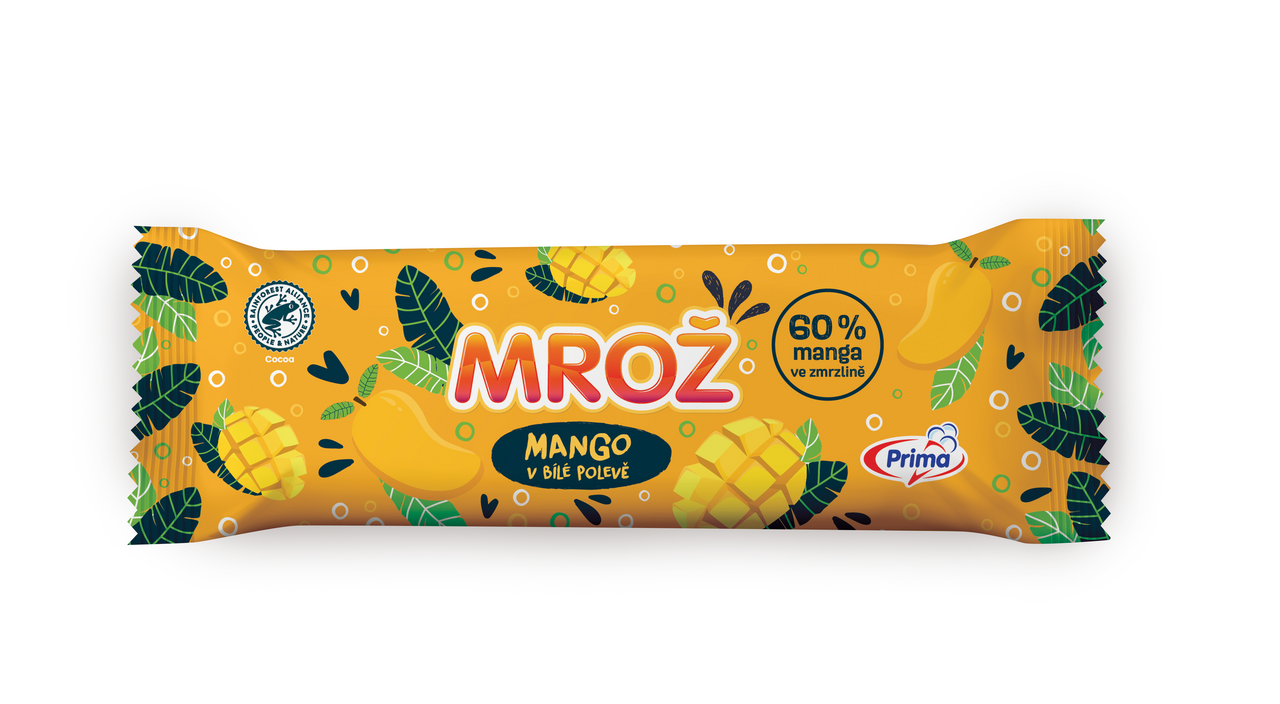 Prima MROŽ mango v bielej poleve nanuk mraz. 48 x 50 ml