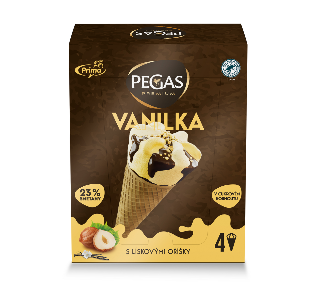 Prima PEGAS Vanilka kornút mraz. 4 x 115 ml