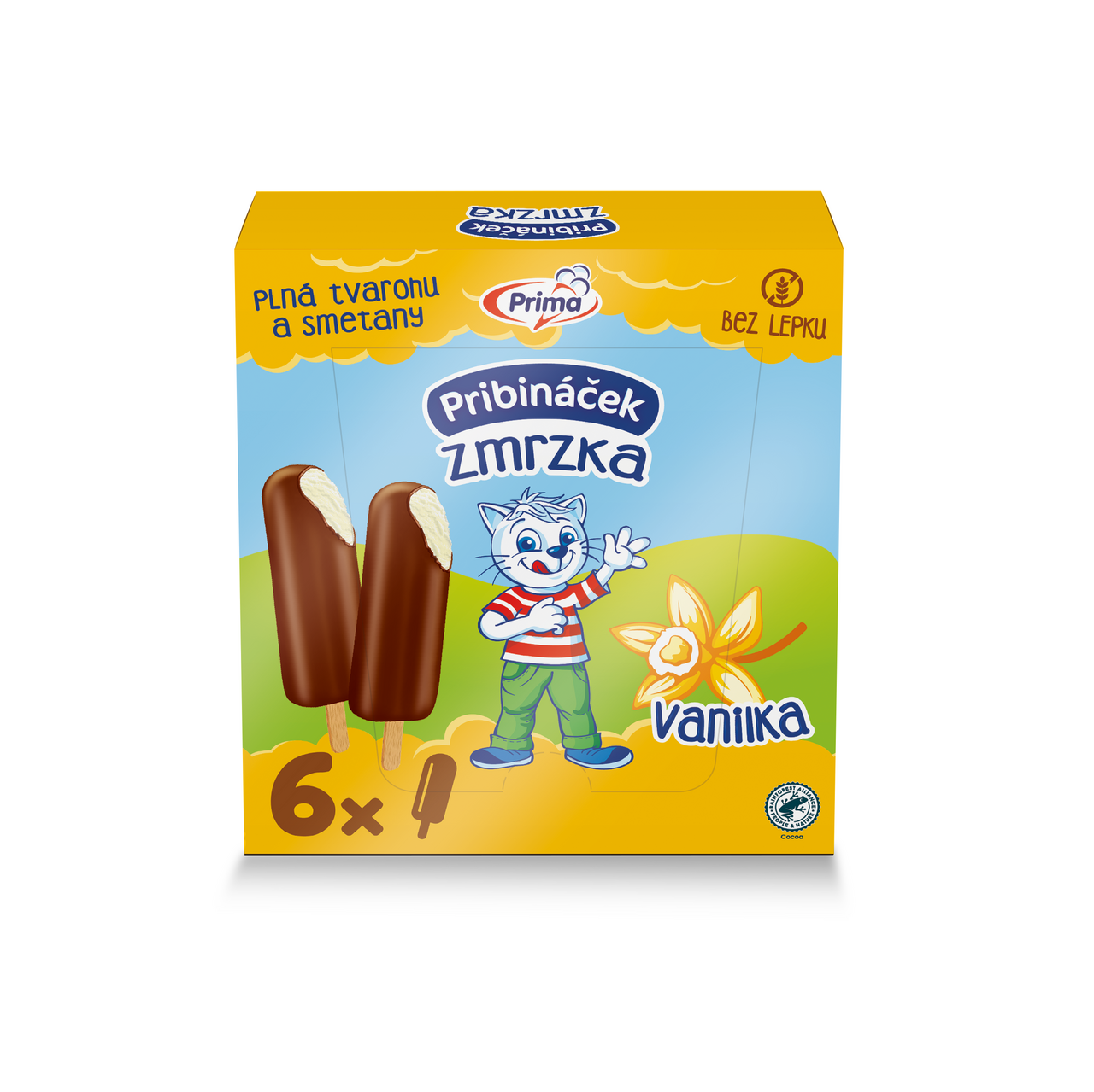 Prima Pribináček vanilkový nanuk mraz. 6 x 50 ml