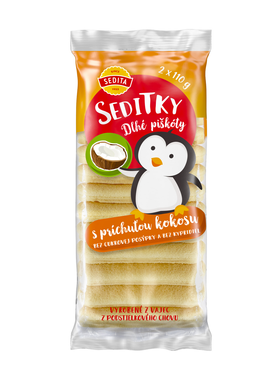 SEDITA SEDITKY Piškóty dlhé s príchuťou kokosu 220 g