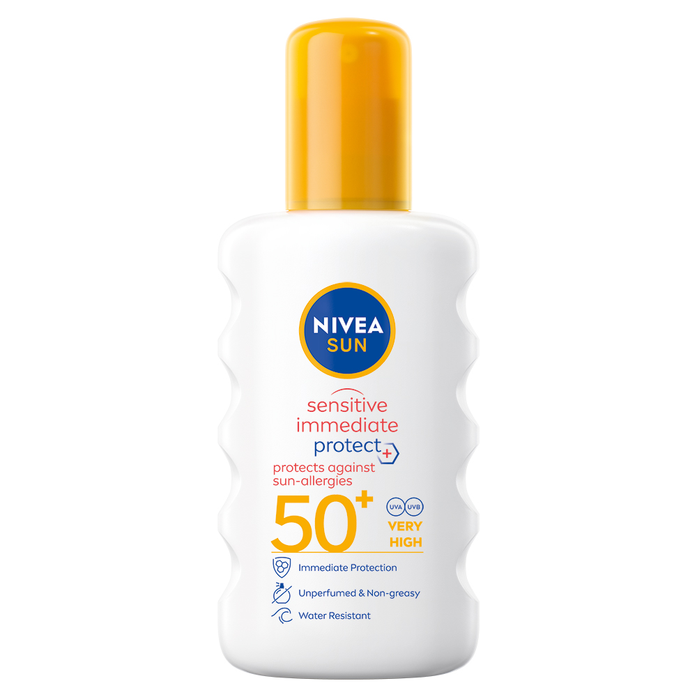 NIVEA Sun sensitive OF 50 Mlieko na opaľovanie v spreji 200 ml