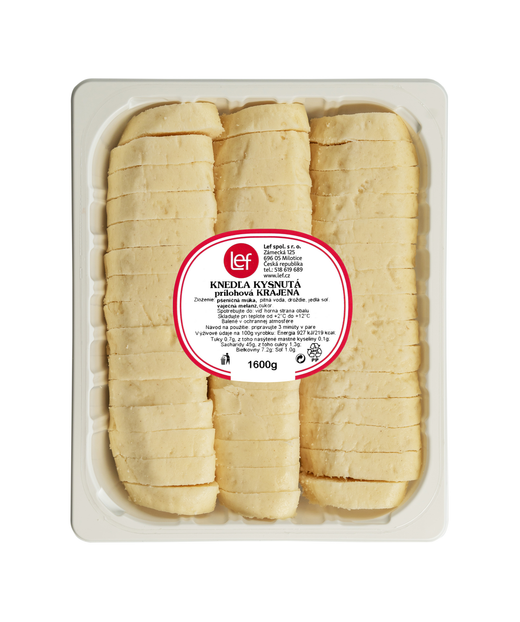 Lef Knedľa prílohová krájaná chlad. 1,6 kg