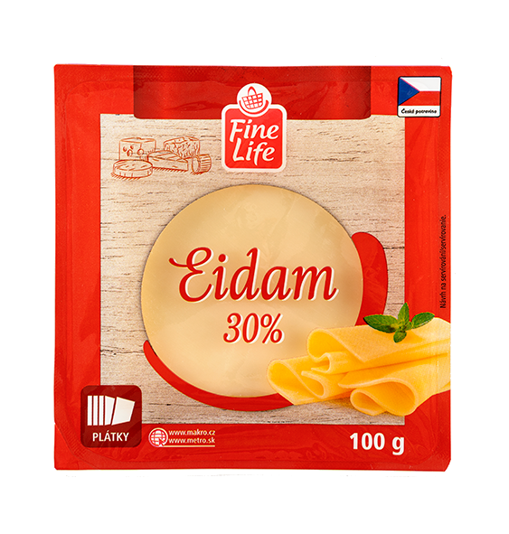 Fine Life Eidam neúdený 30% plátky chlad. 100 g