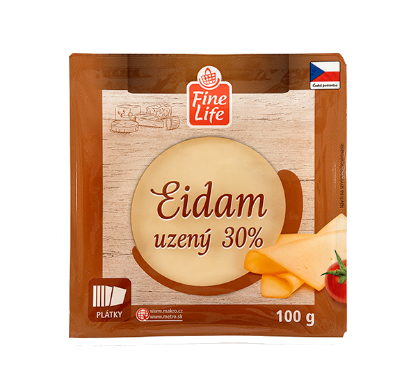 Fine Life Eidam údený 30% plátky chlad. 100 g