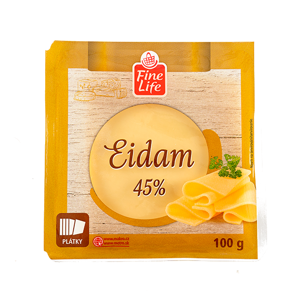 Fine Life Eidam 45% plátky chlad. 100 g