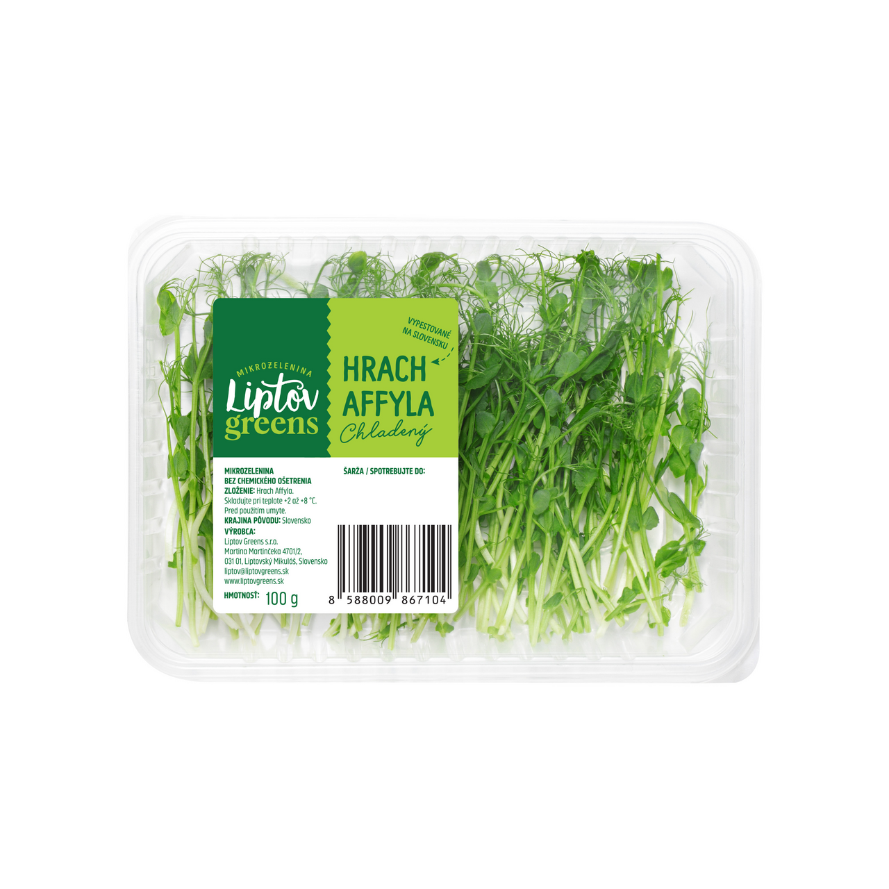 Liptov greens Mikrobylinky hrach Affyla SK čerstvý 100 g