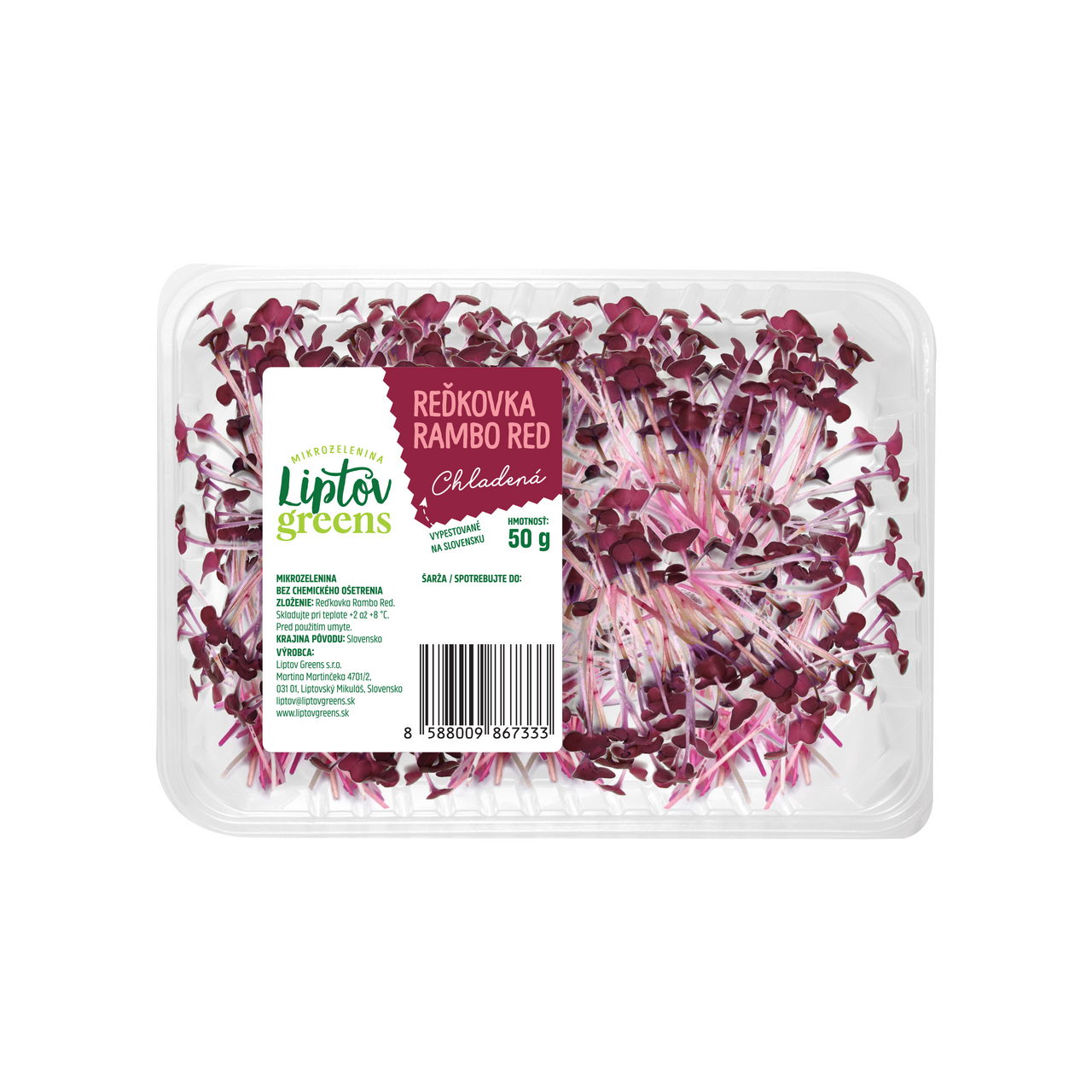Liptov greens Mikrobylinky reďkovka Rambo Red SK čerstvá 50 g