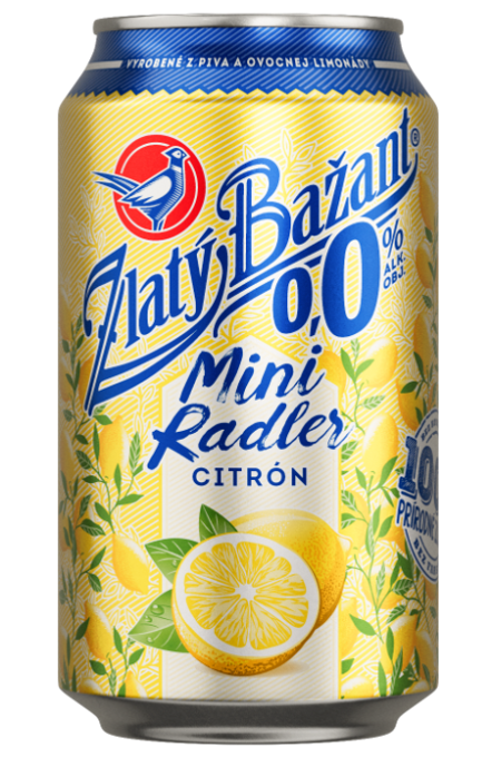 Zlatý Bažant Mini Radler nealkoholický 0,0% citrón 6 x 330 ml vratná plechovka