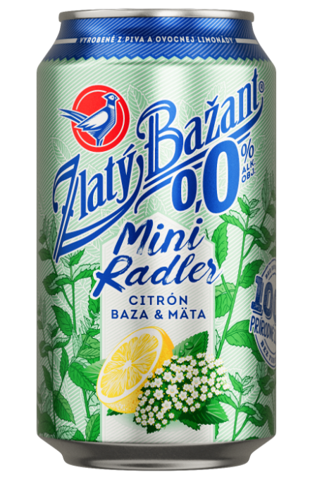 Zlatý Bažant Mini Radler nealkoholický 0,0% citrón baza & mäta 6 x 330 ml vratná plechovka