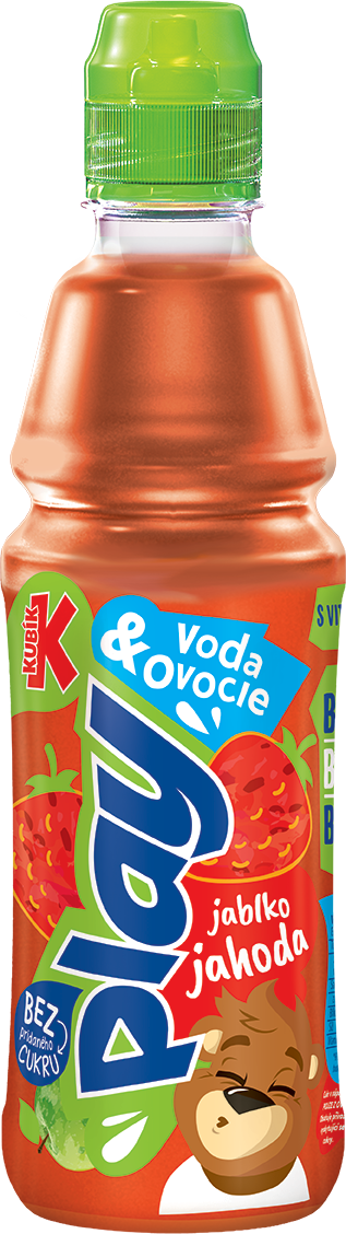 KUBÍK Play Ovocný nápoj jahoda 12 x 400 ml vratná PET fľaša
