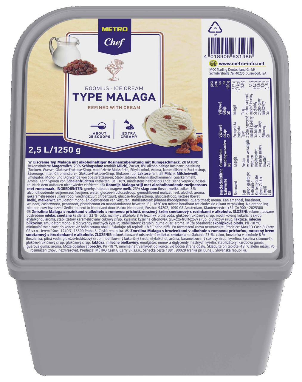 METRO Chef Rum s hrozienkami zmrzlina mraz. 2,5 l