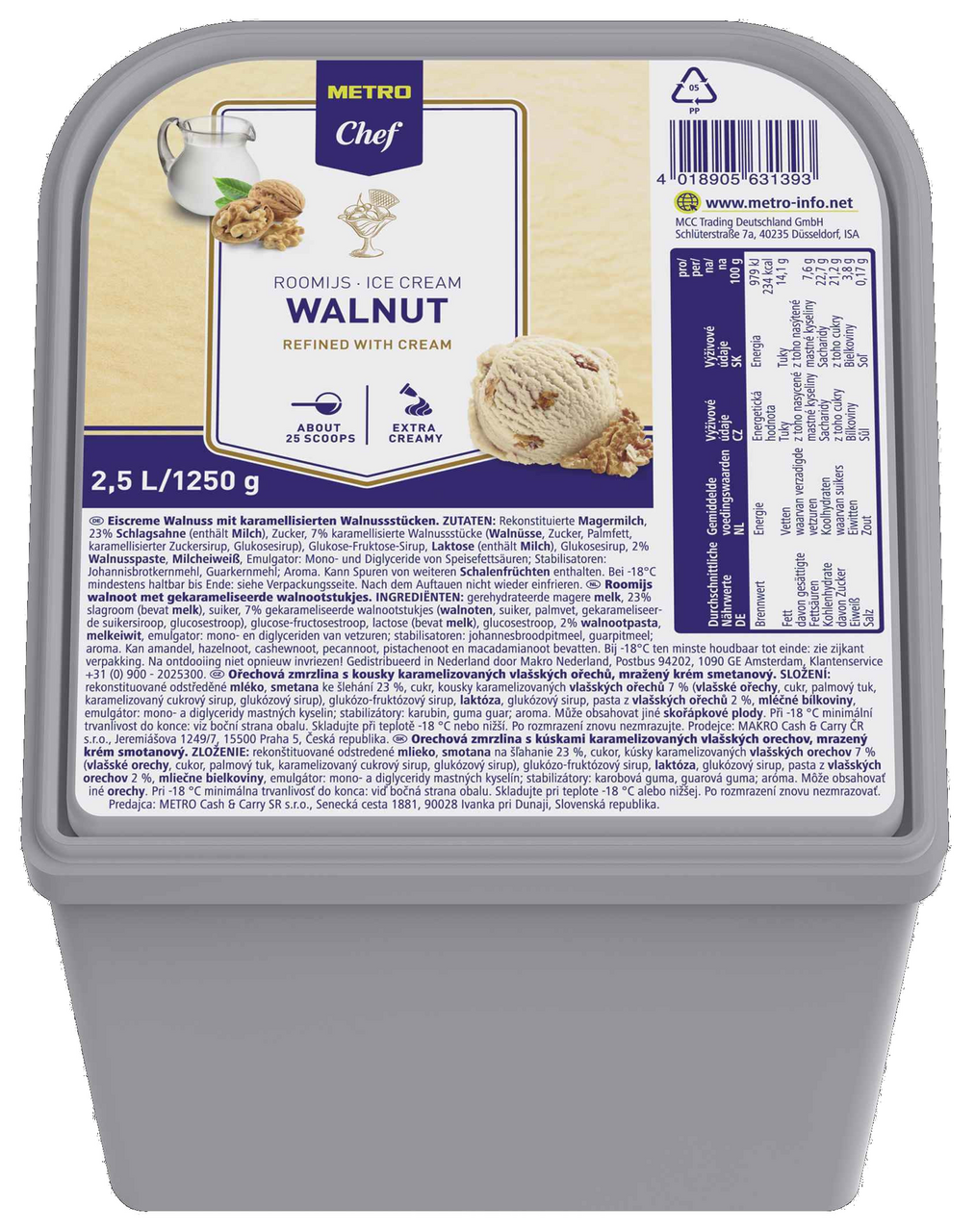 METRO Chef Vlašský orech zmrzlina mraz. 2,5 l