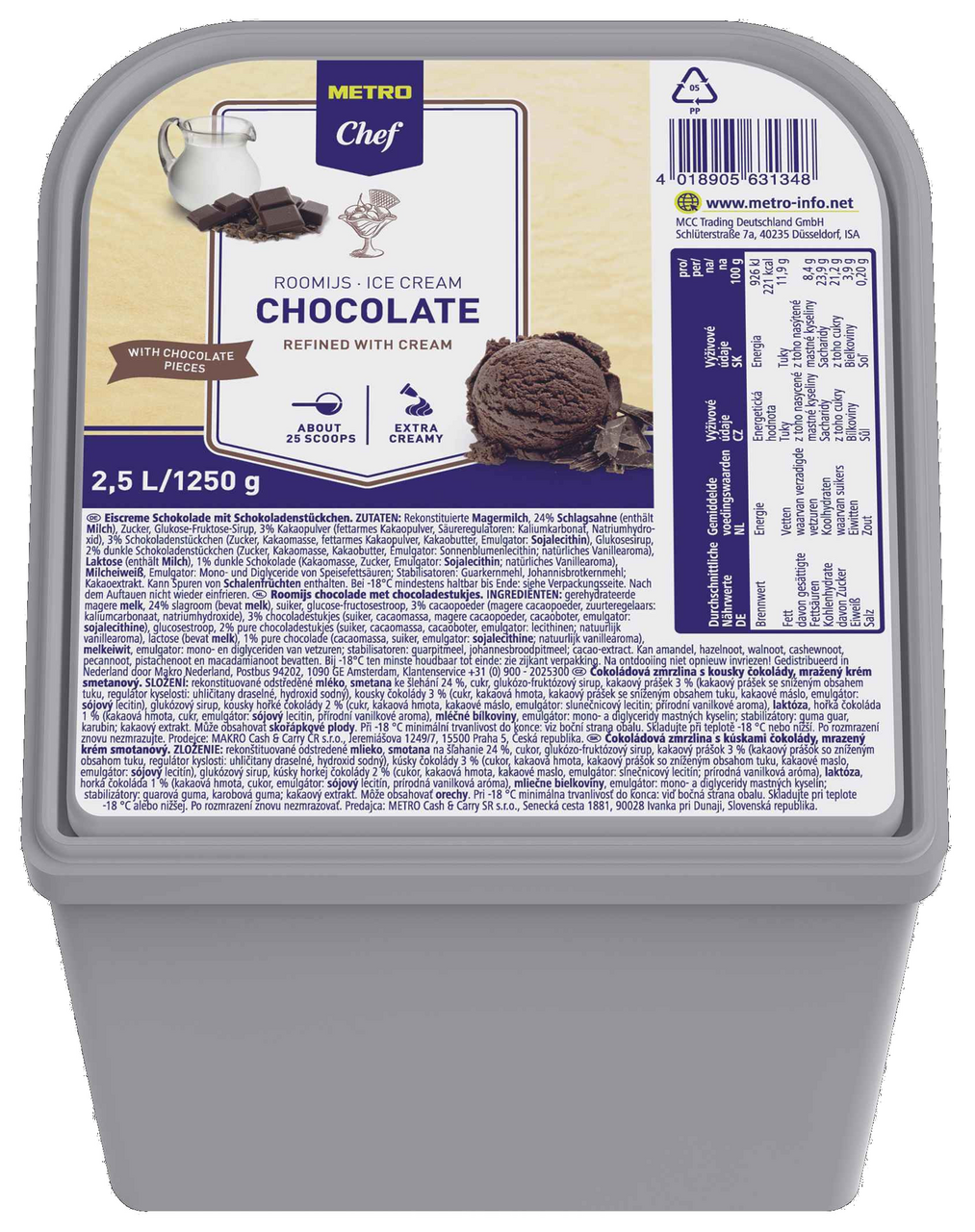 METRO Chef Čokoláda zmrzlina mraz. 2,5 l