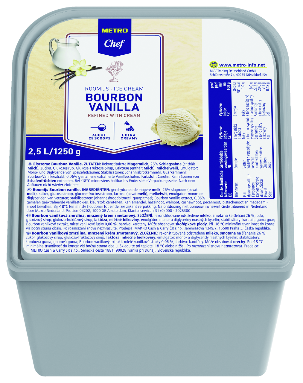 METRO Chef Bourbon vanilla zmrzlina mraz. 2,5 l