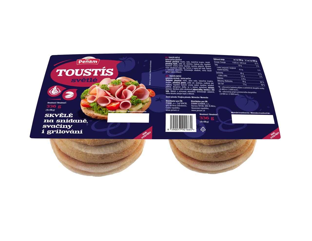 Penam Toustis svetlý balený 336 g
