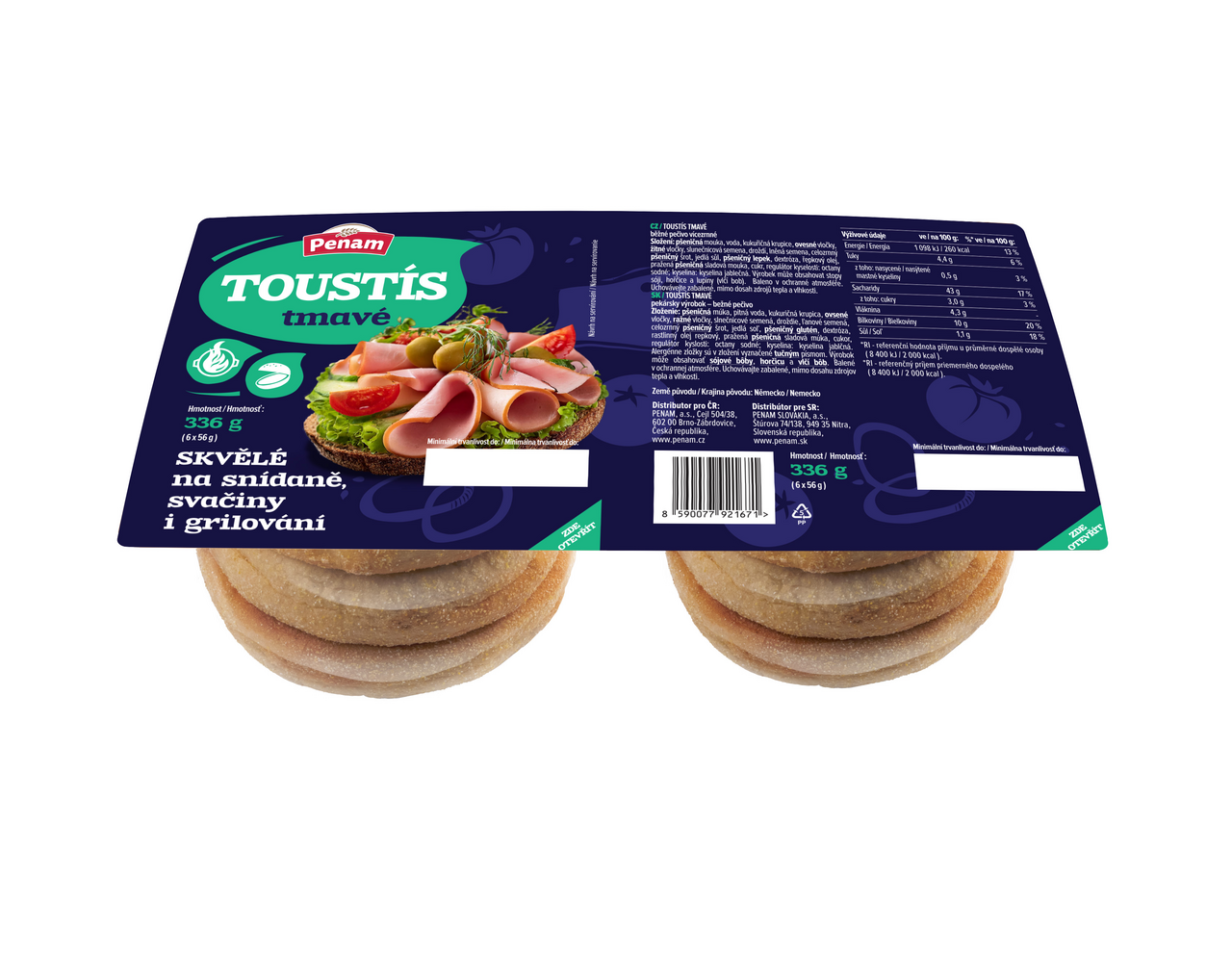 Penam Toustis tmavý balený 336 g