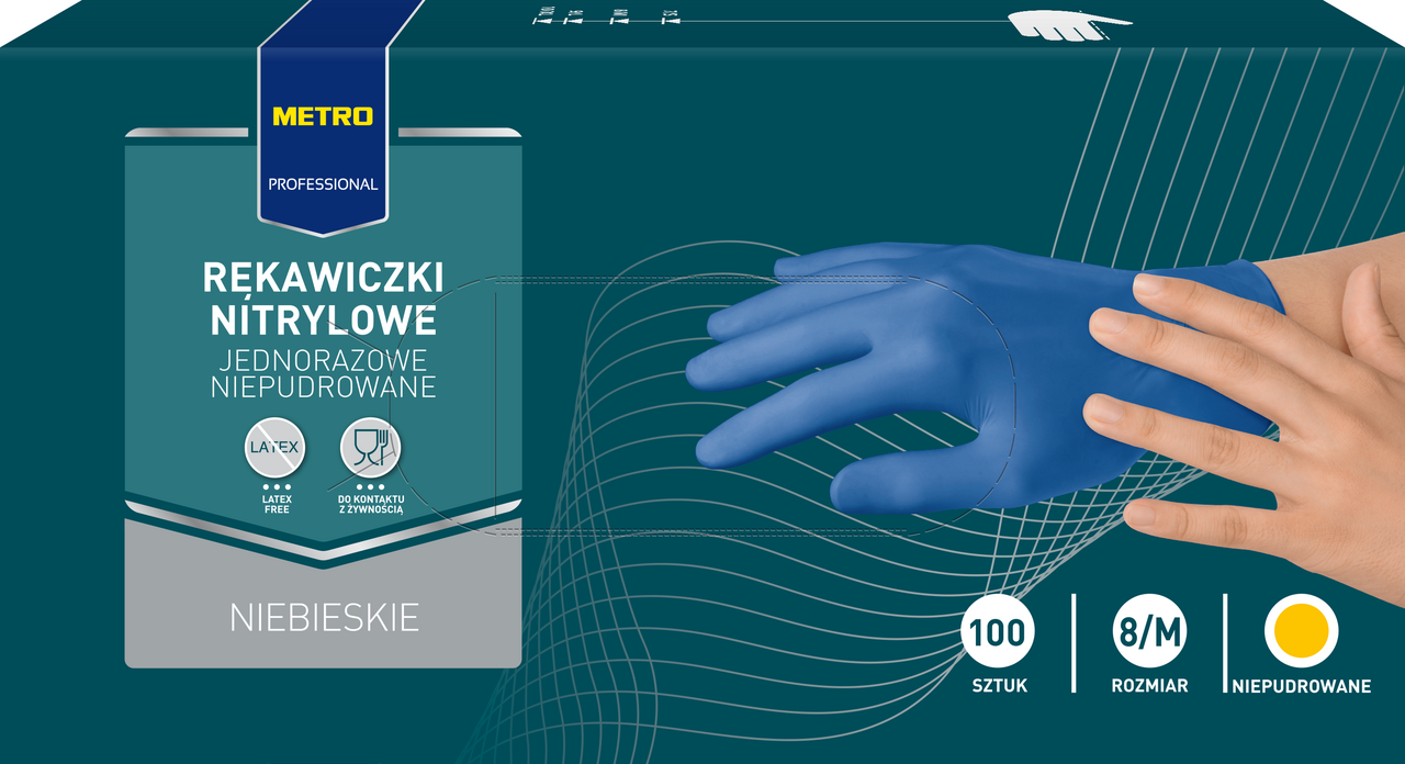 METRO PROFESSIONAL Rukavice nitrilové modré M 100 ks