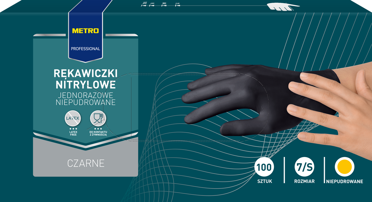 METRO PROFESSIONAL Rukavice nitrilové čierne S 100 ks