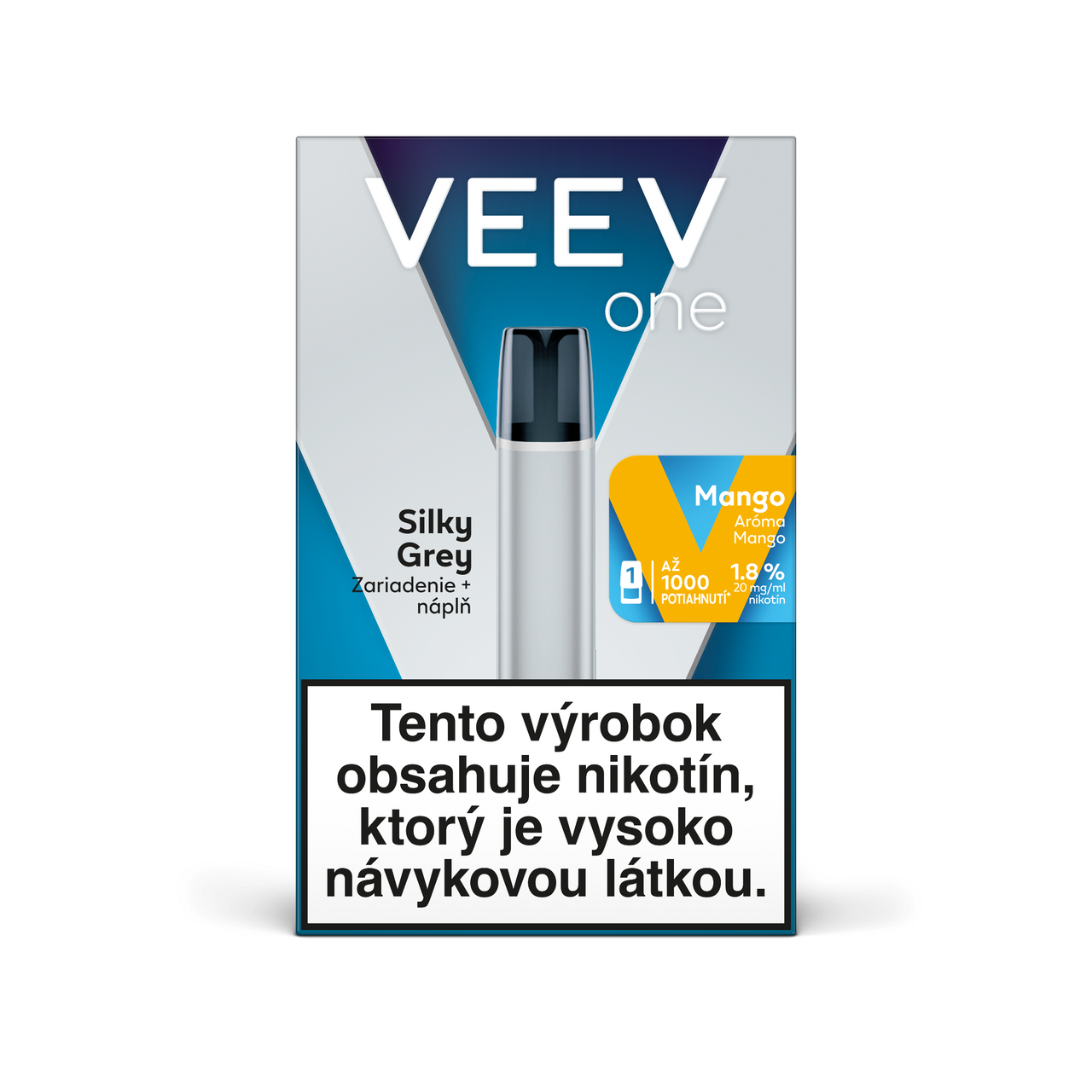 VEEV One Silky Grey zariadenie a Mango náplň 1,8% 1 ks
