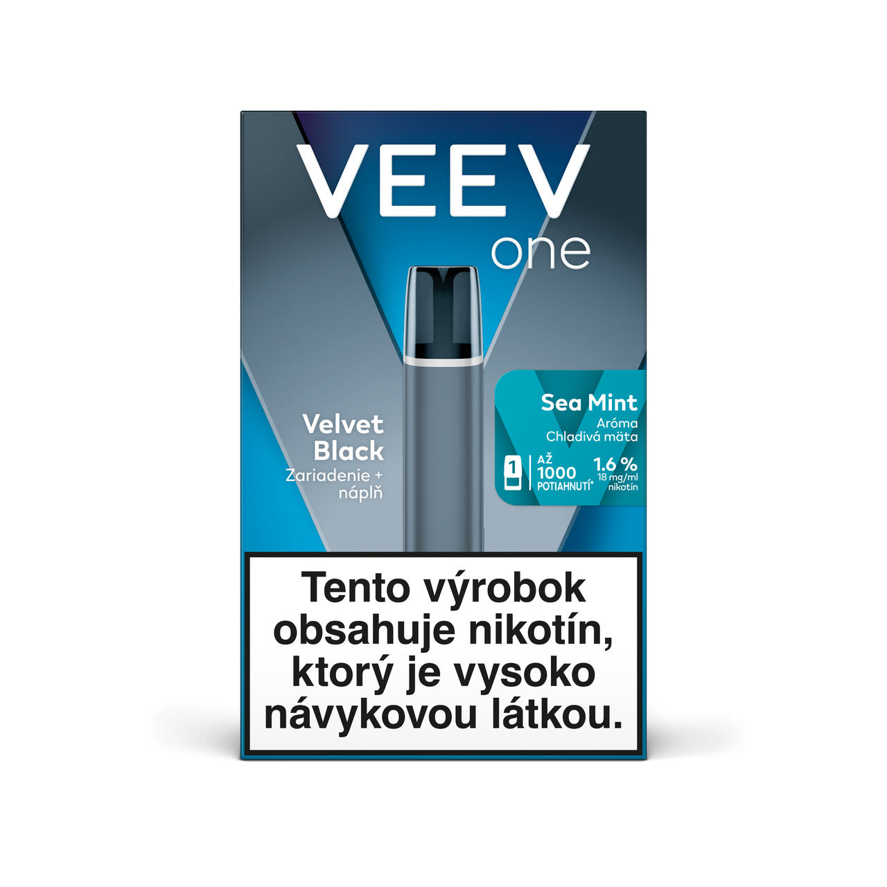 VEEV One Velvet Black zariadenie a Sea Mint náplň 1,6% 1 ks