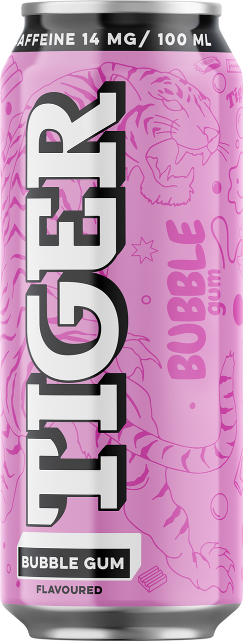 TIGER Bubble Gum energetický nápoj 12 x 500 ml vratná plechovka